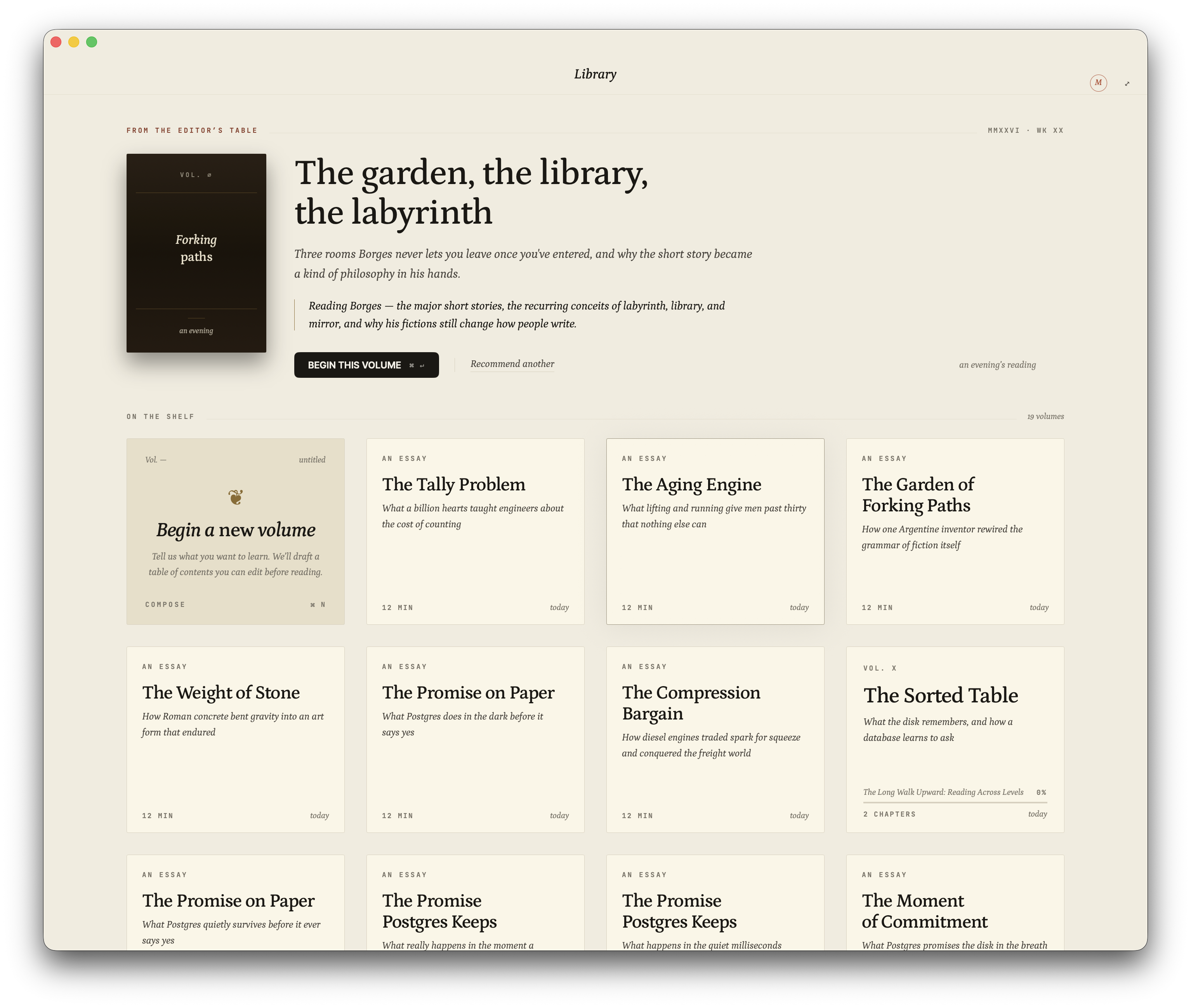 Astor — your library, with this week's featured volume and shelf of essays.
